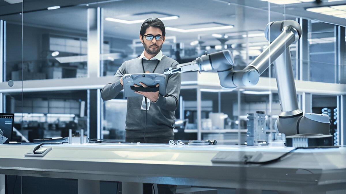 lab with engineers and digital equipment